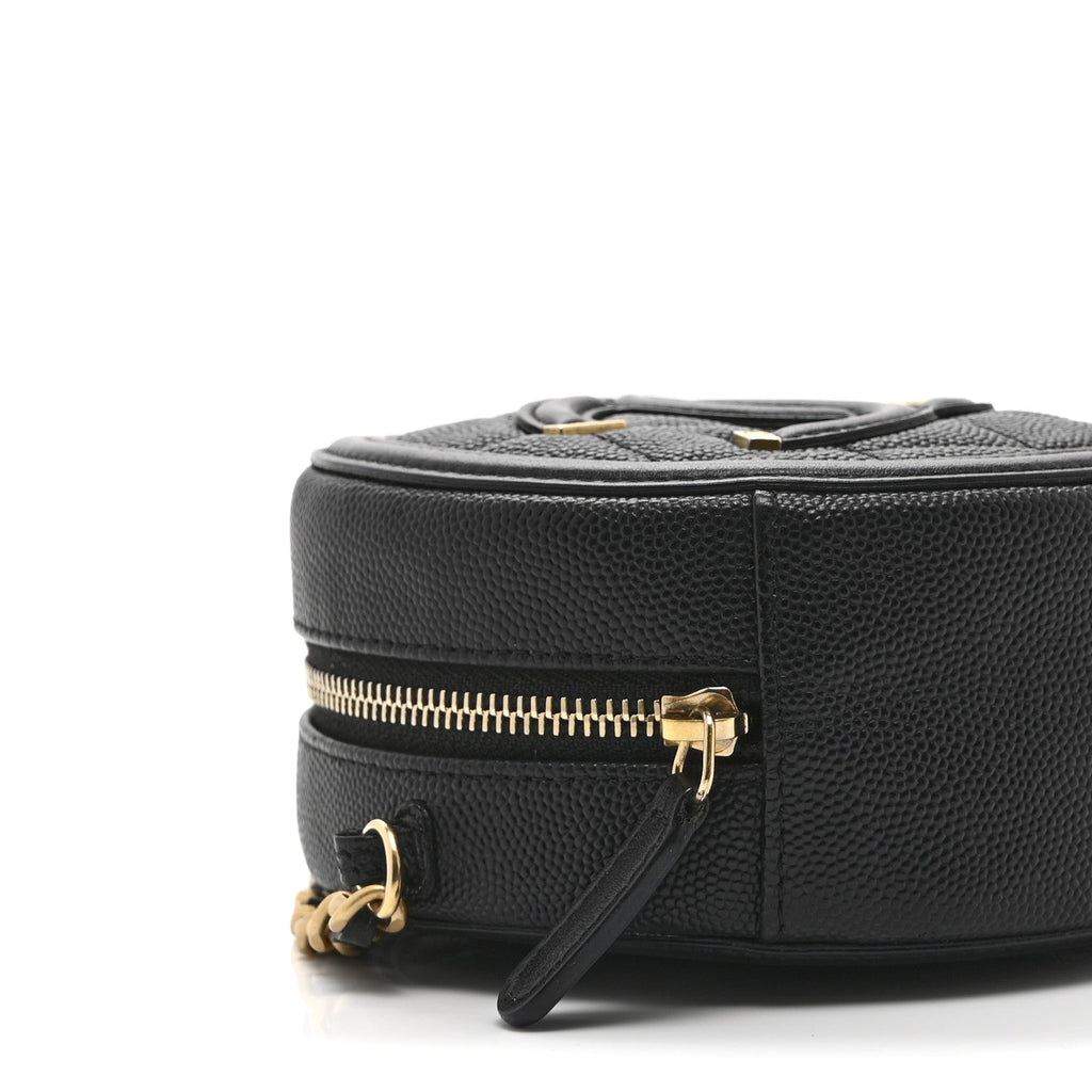 Chanel Caviar Quilted Round Filigree Crossbody Black