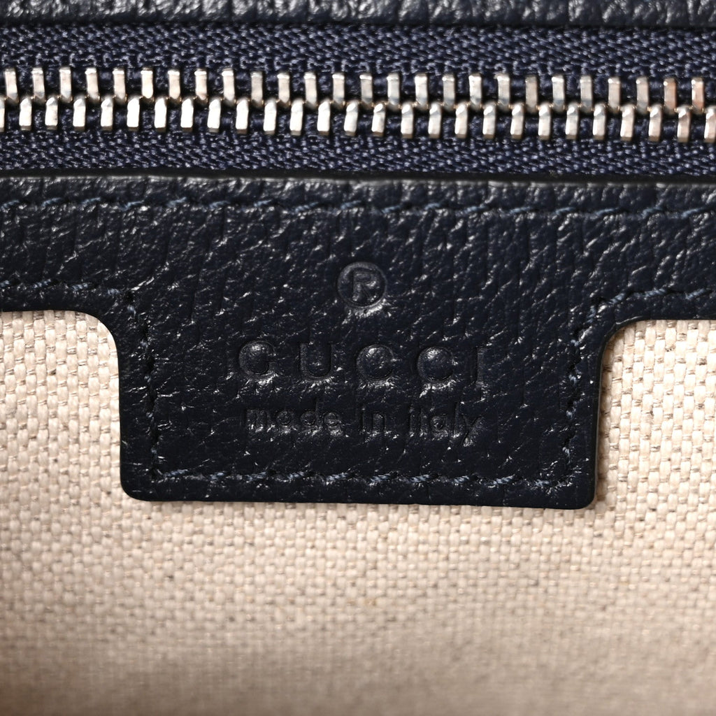 Gucci GG Supreme Monogram Textured Dollar Calfskin Web Studded Mini Ophidia Flap Shoulder Bag Beige Blue