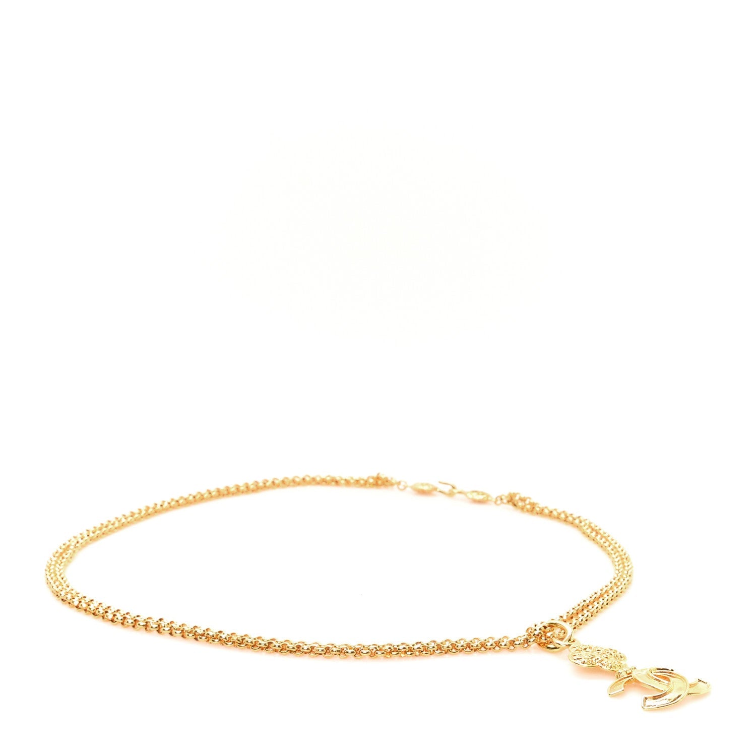 Metal CC Clover Pendant Necklace Gold