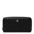 Caviar Quilted Large Gusset Zip Around Wallet Black