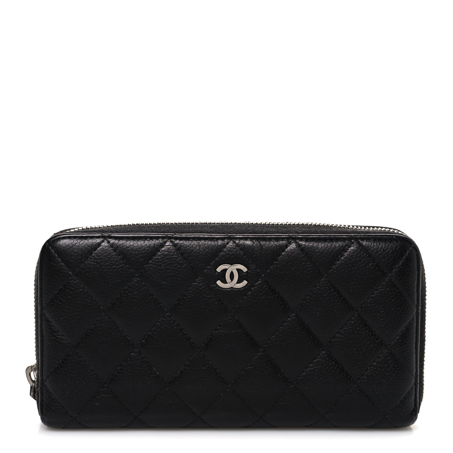 Caviar Quilted Large Gusset Zip Around Wallet Black