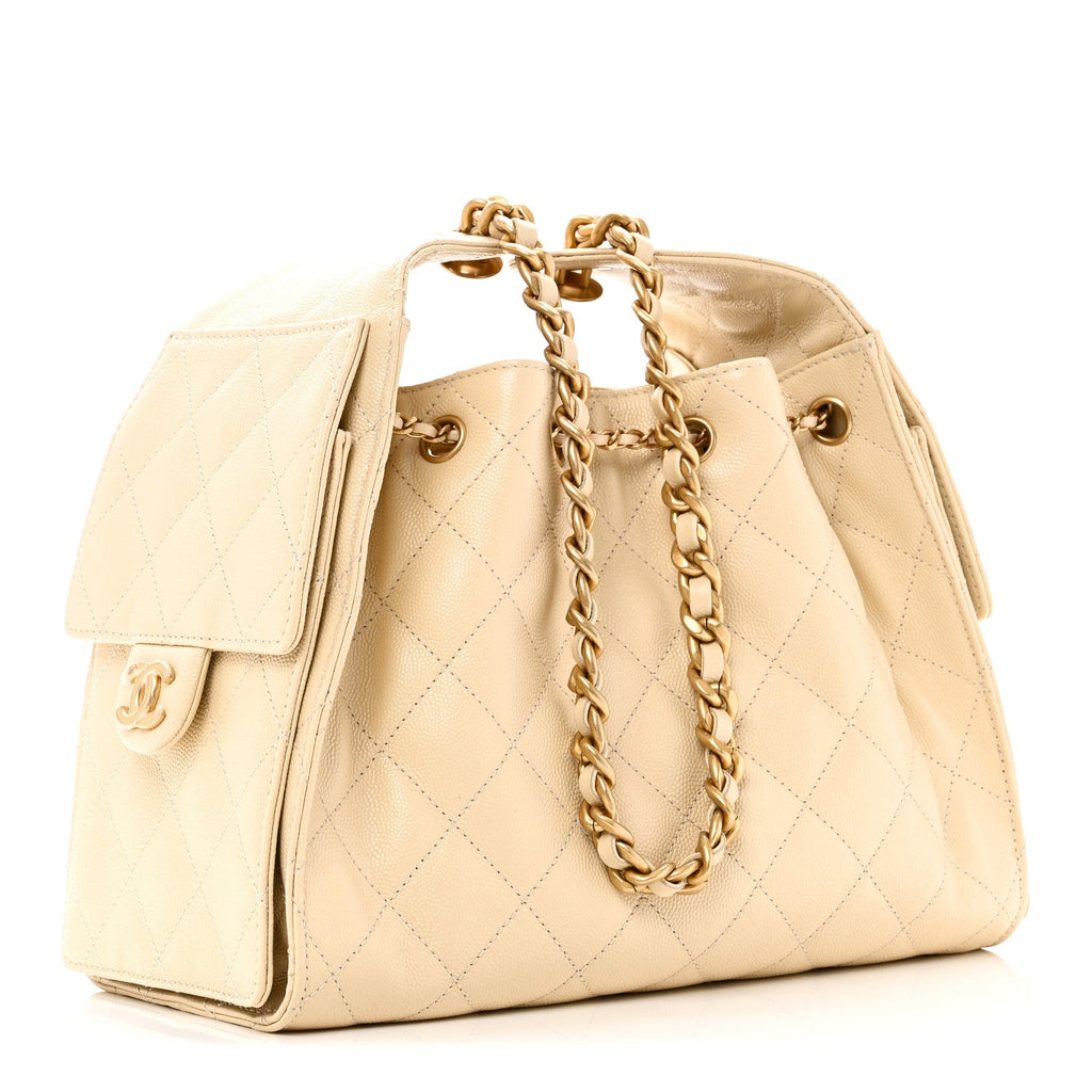 Chanel Caviar Quilted Small Chanel 25 Handbag Light Beige