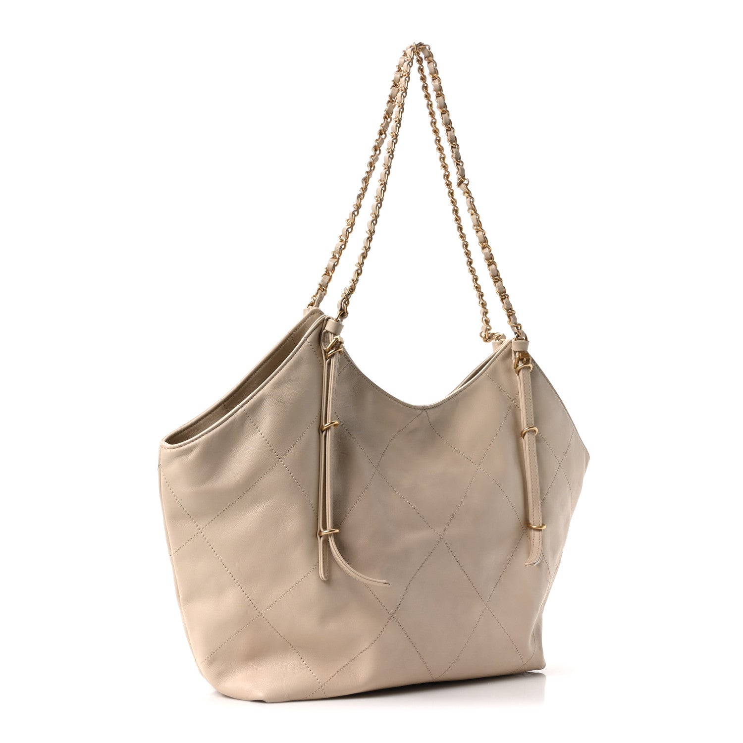 Chanel Calfskin Quilted Small Shopping Bag Beige