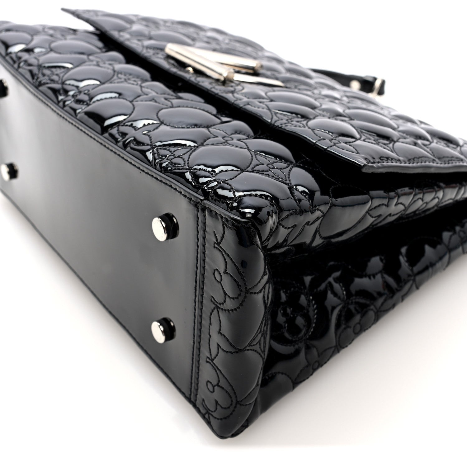 Louis Vuitton Vernis Flower Quilted Twist Shoulder Bag GM Black