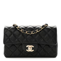 Chanel Lambskin Quilted Mini Rectangular Flap Black