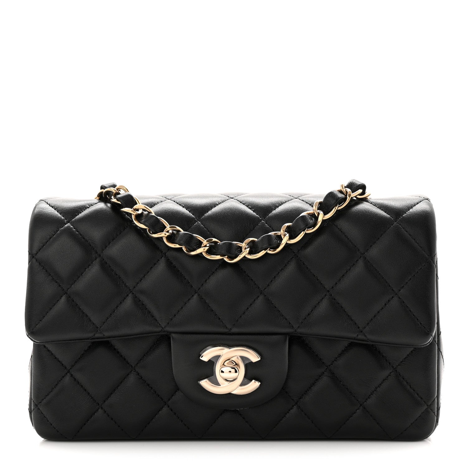 Chanel Lambskin Quilted Mini Rectangular Flap Black