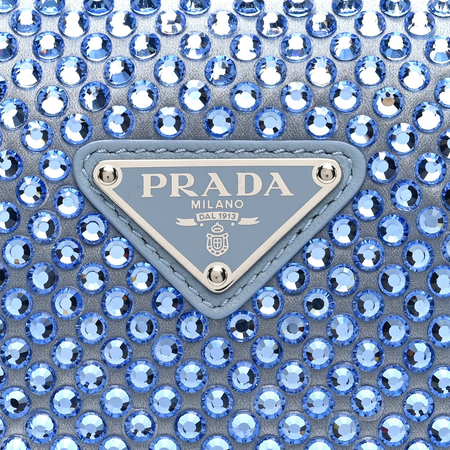Prada Satin Crystal Triangle Pouch Celeste