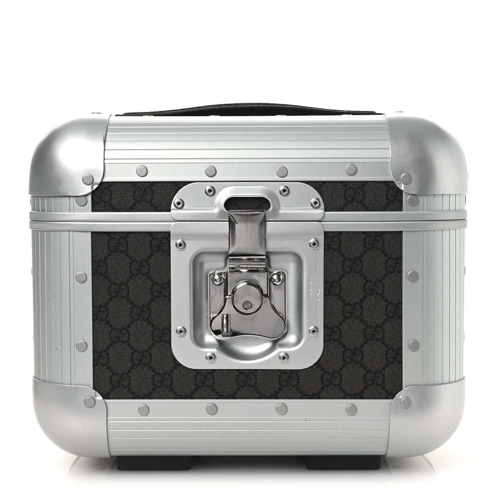 Gucci GG Supreme Monogram Aluminum Porter Beauty Case Silver
