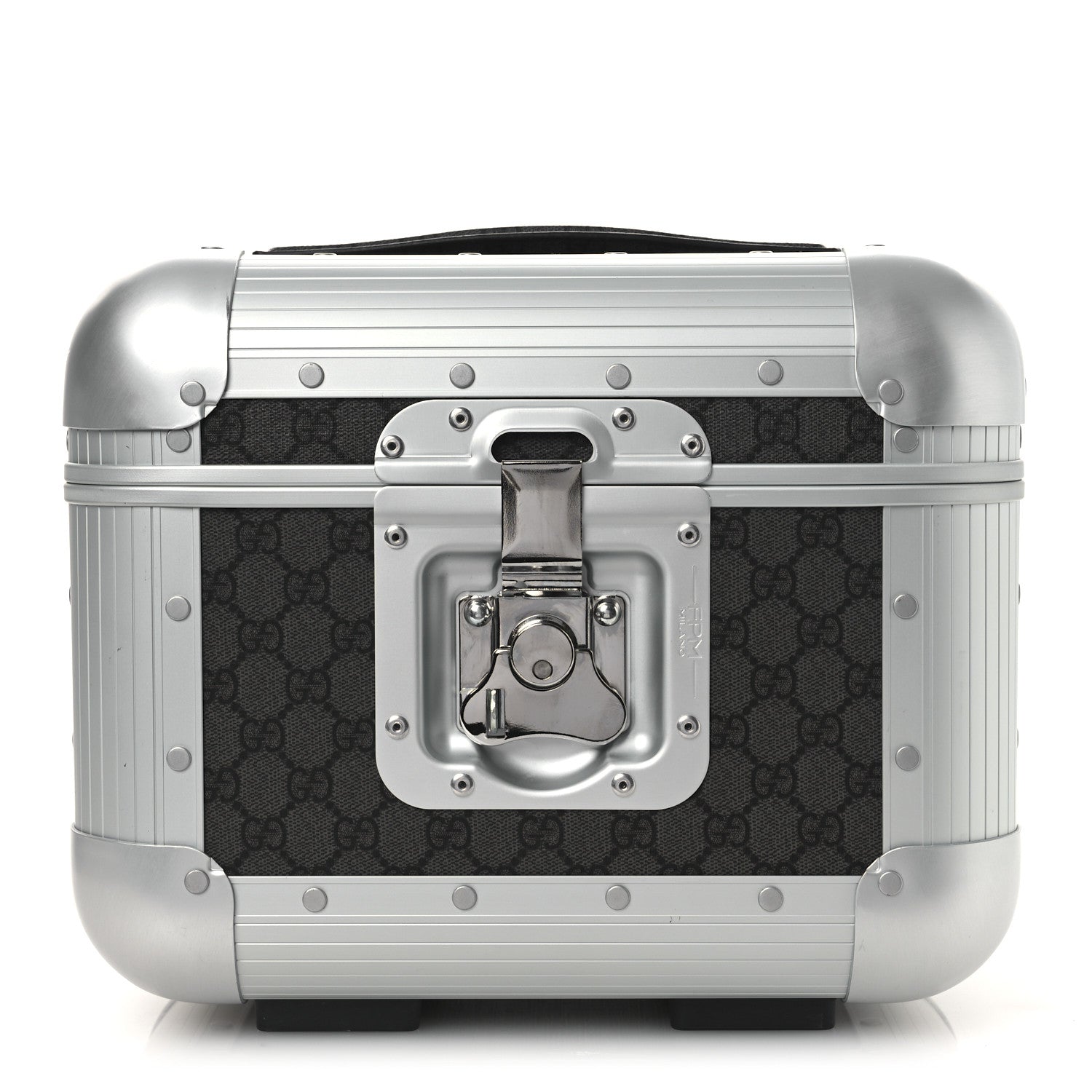 Gucci GG Supreme Monogram Aluminum Porter Beauty Case Silver