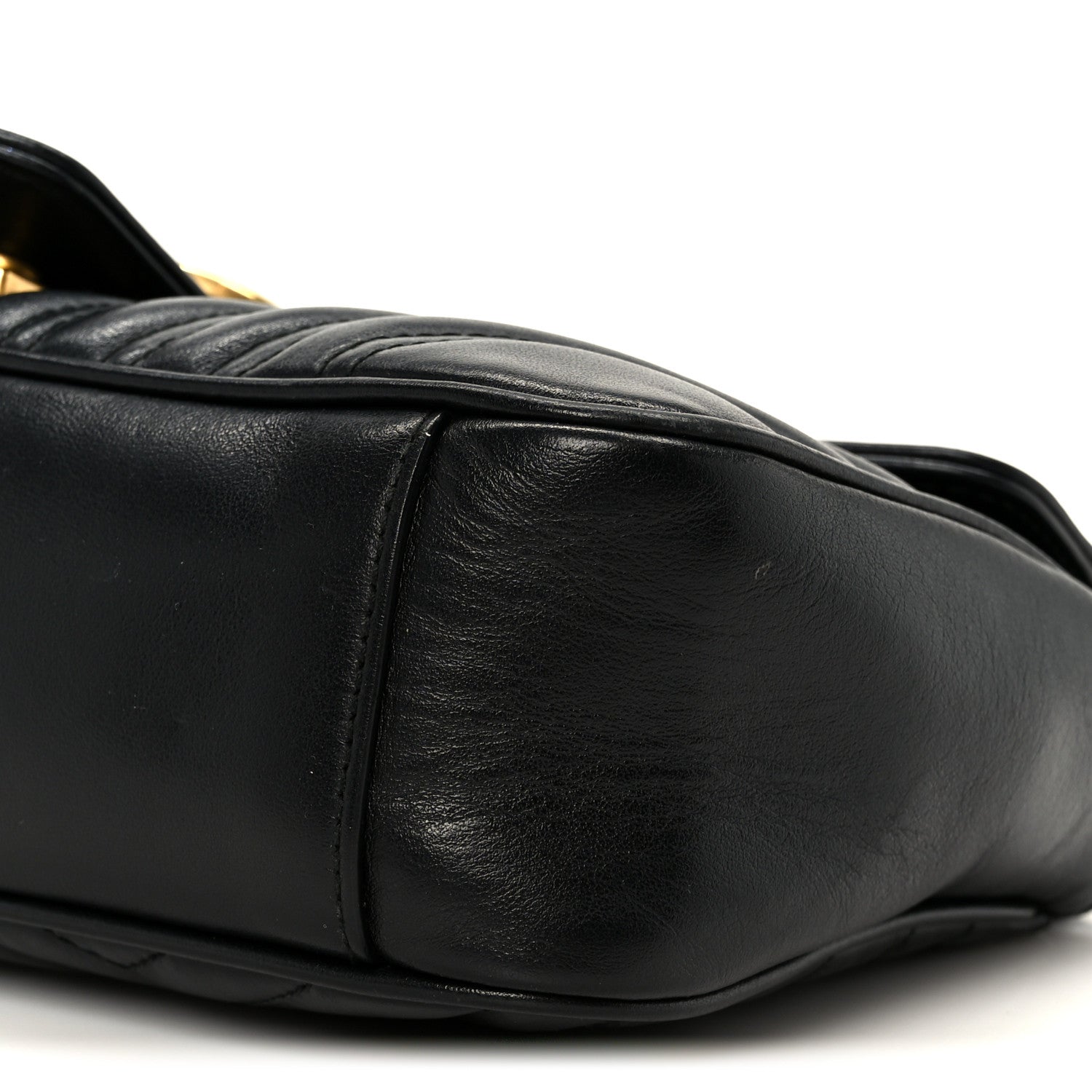 Gucci Calfskin Matelasse Small GG Marmont Shoulder Bag Black