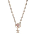 Crystal CC Pendant Choker Gold Pink