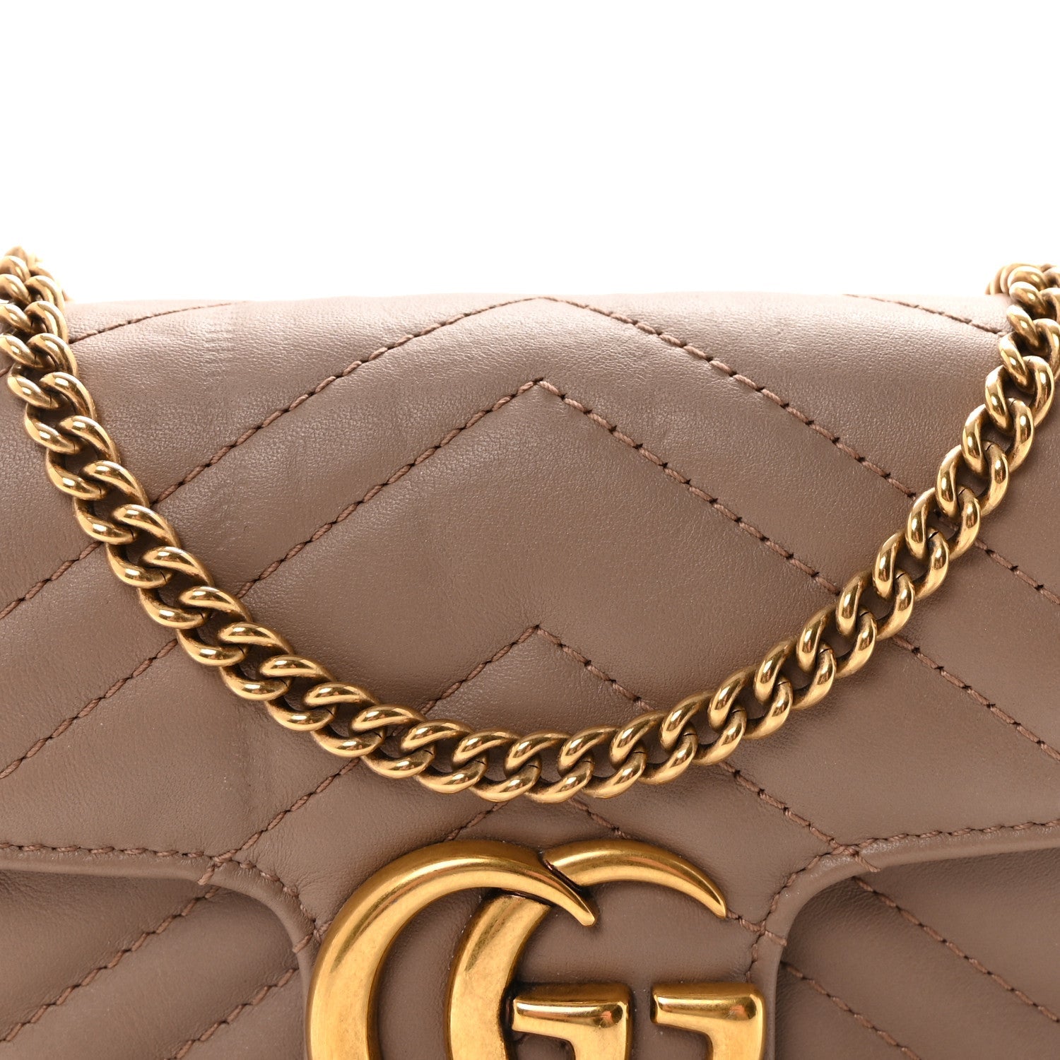 Gucci Calfskin Matelasse Super Mini GG Marmont Shoulder Bag Porcelain Rose