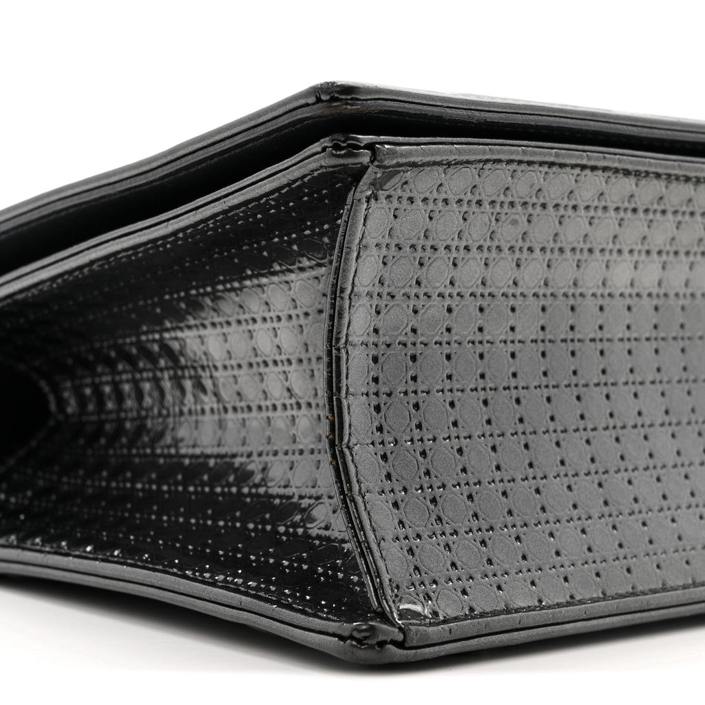 Christian Dior Metallic Patent Micro-Cannage Medium Diorama Flap Bag Onyx Black