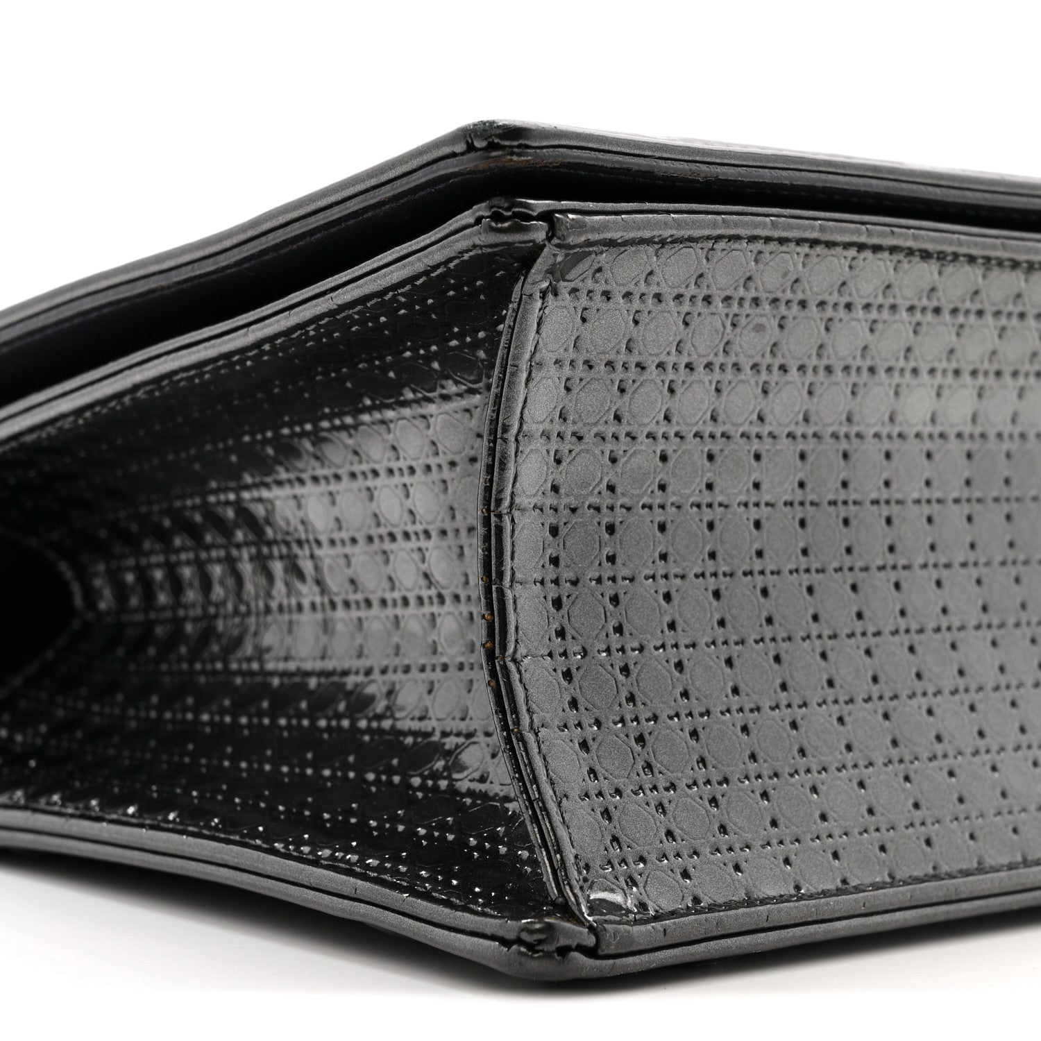 Christian Dior Metallic Patent Micro-Cannage Medium Diorama Flap Bag Onyx Black