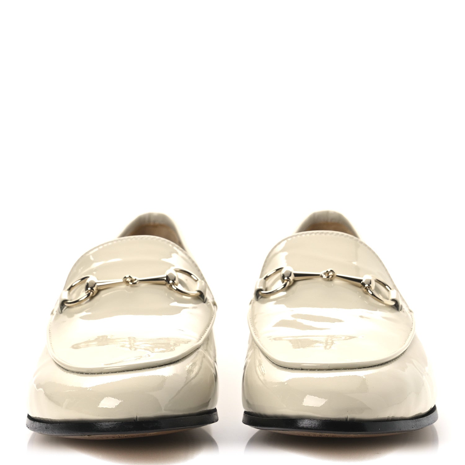 Gucci Patent Womens Jordaan Loafers 39.5 New Ivory