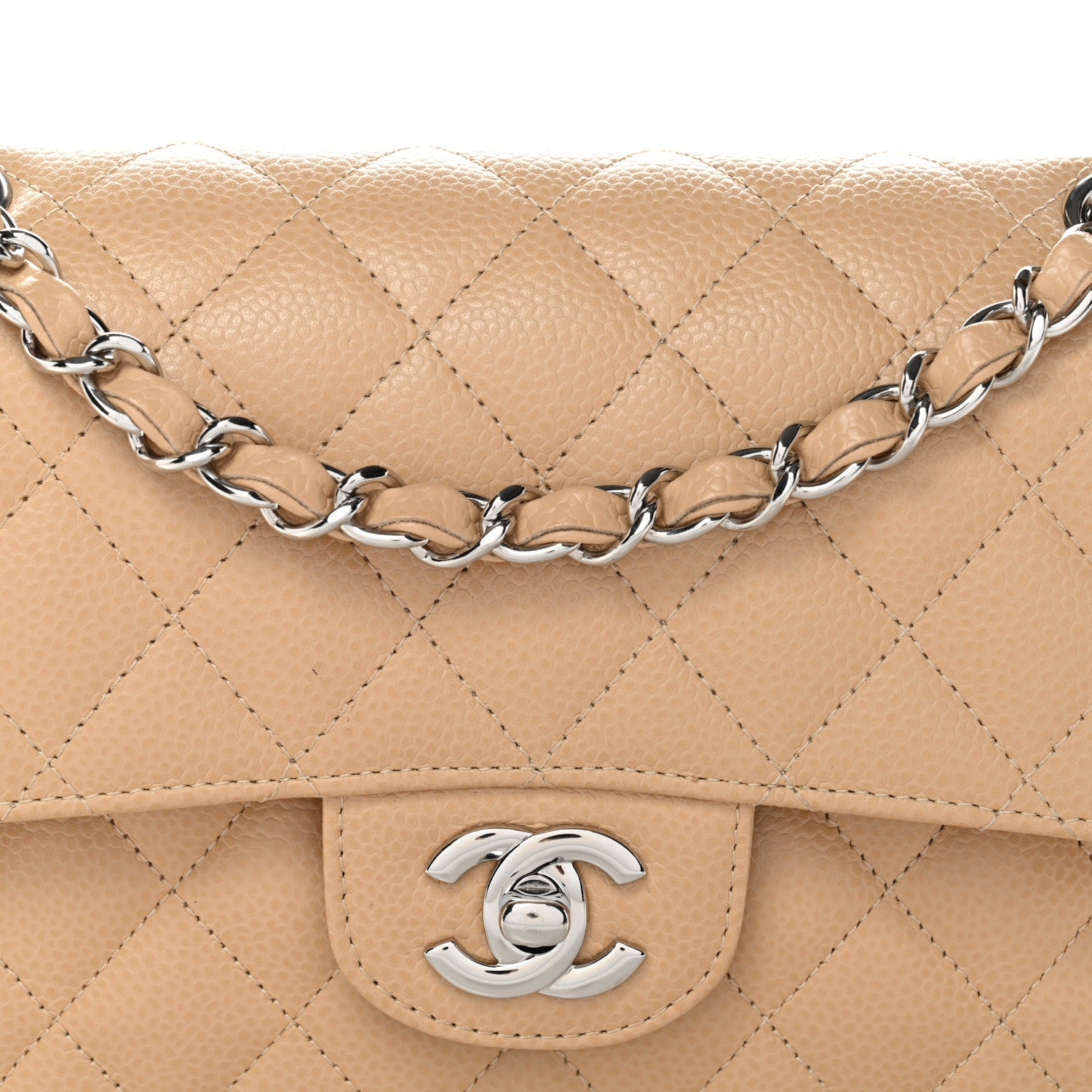 Chanel Caviar Quilted Small Double Flap Beige