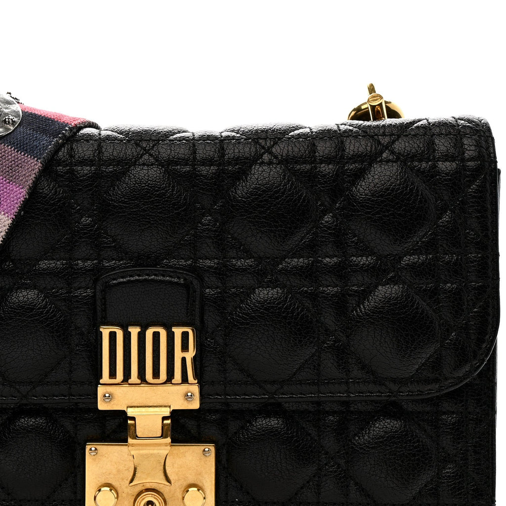 Christian Dior Lambskin Cannage Large Dioraddict Flap J’Adior Strap Black