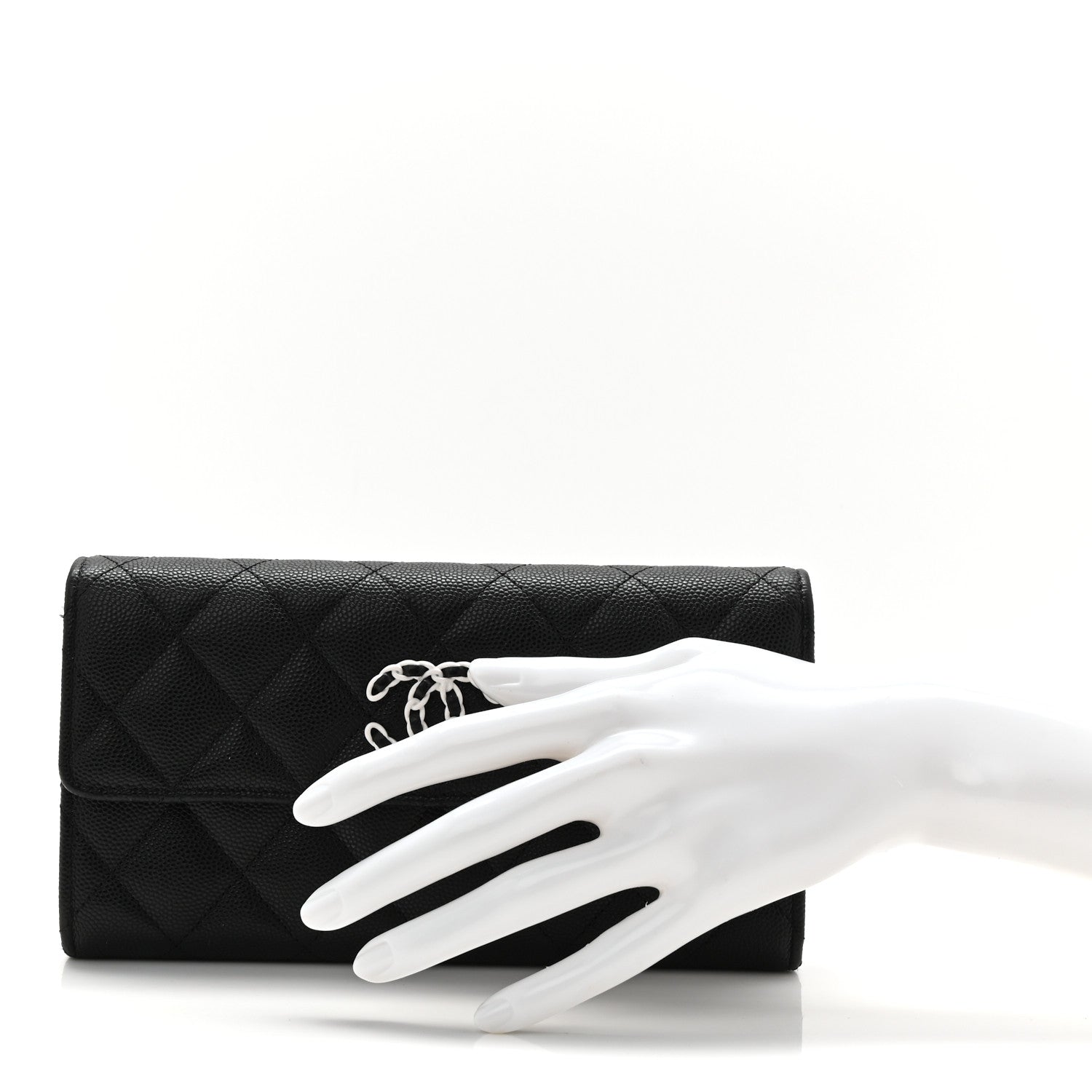Caviar Quilted Chanel 19 Flap Wallet Black White