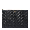Caviar Quilted Large Cosmetic Case Black