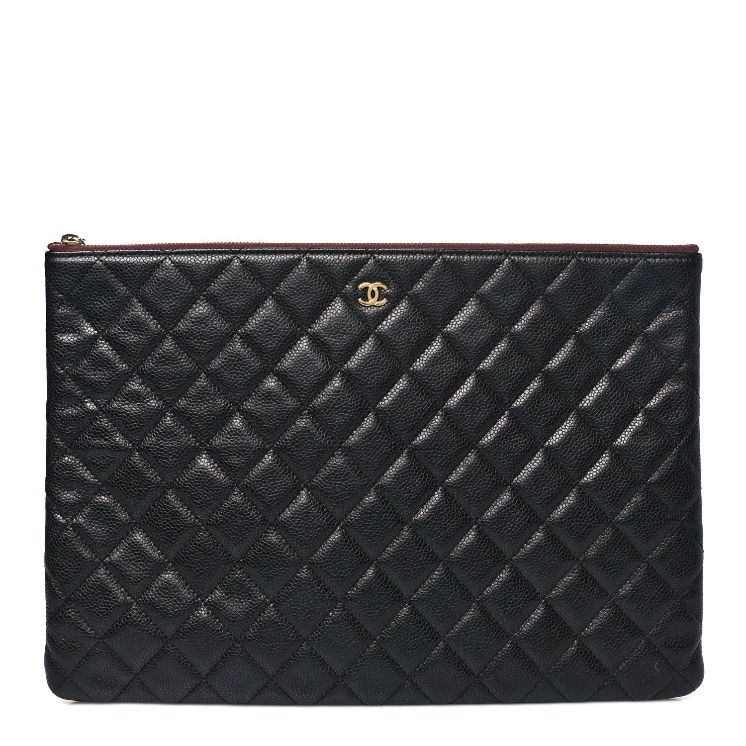 Caviar Quilted Large Cosmetic Case Black