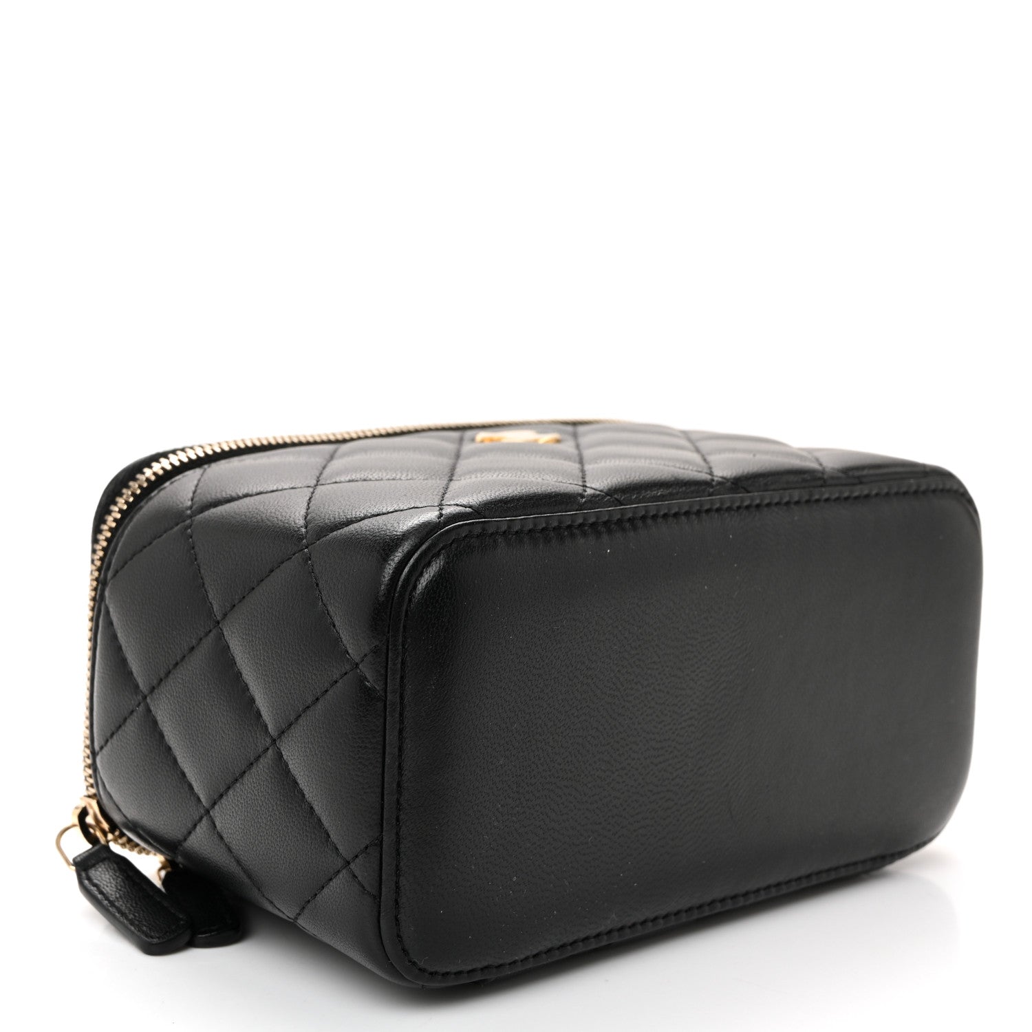 Chanel Lambskin Quilted Pearl Crush Small Vanity Case With Chain Black