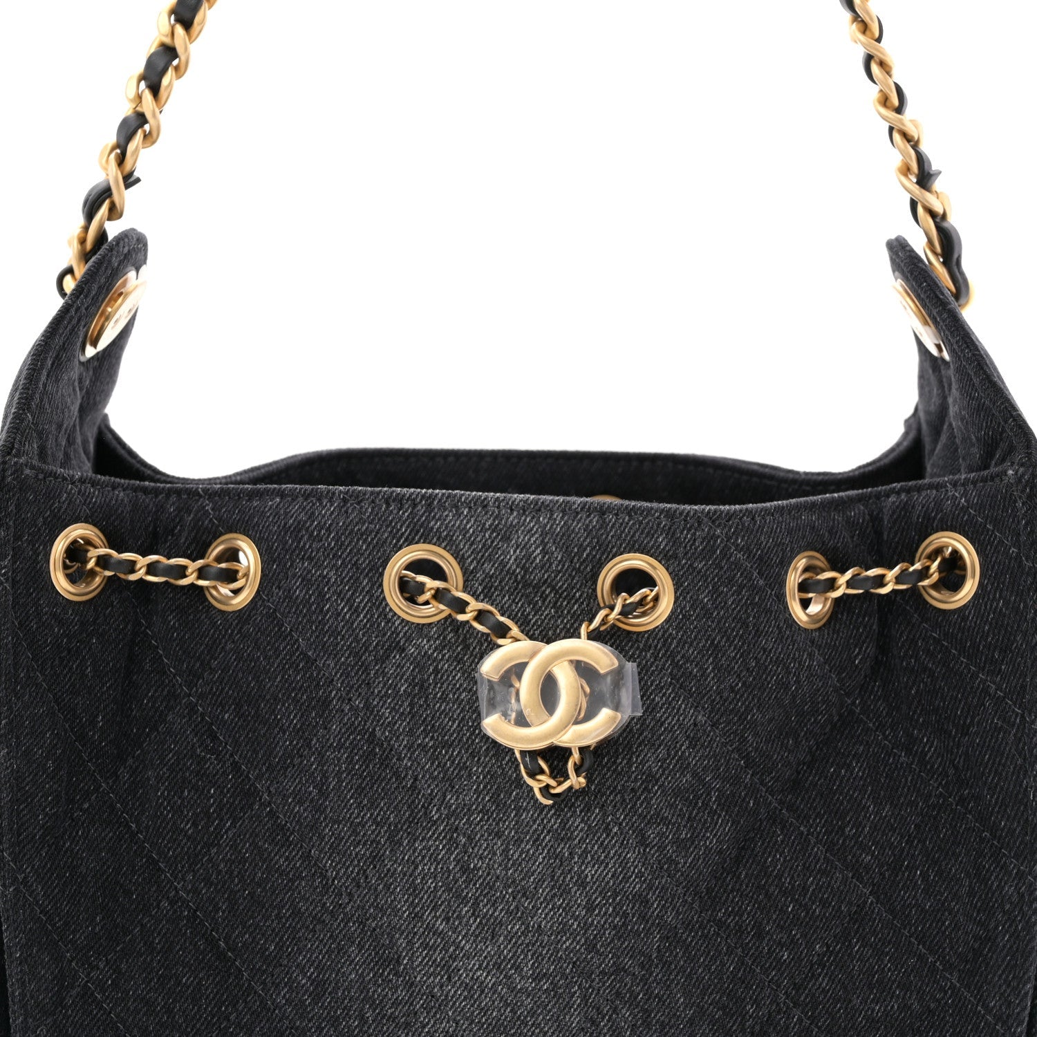 Chanel Washed Denim Quilted Mini Chanel 25 Handbag Black