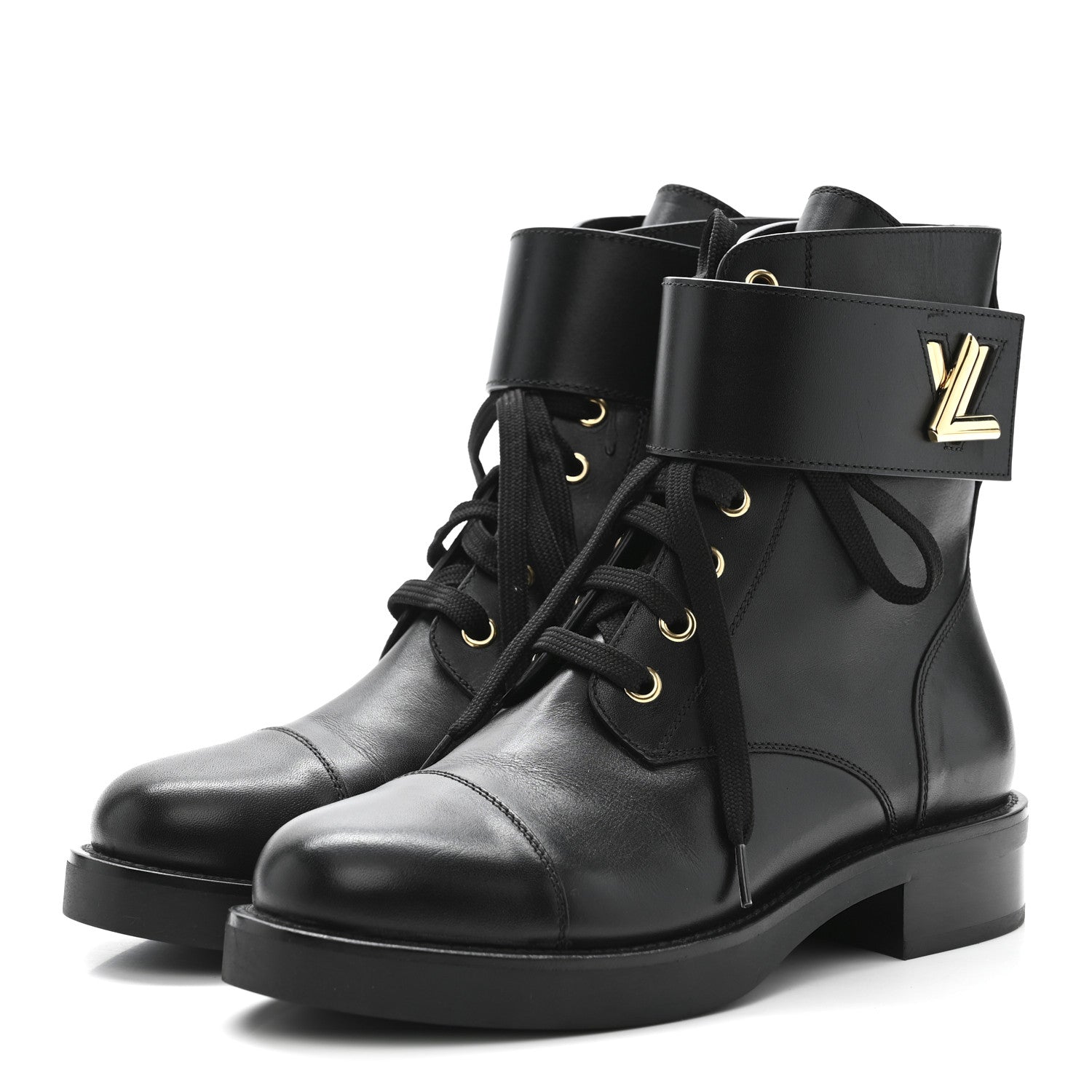 Louis Vuitton Calfskin Wonderland Flat Ranger Boots 37 Black