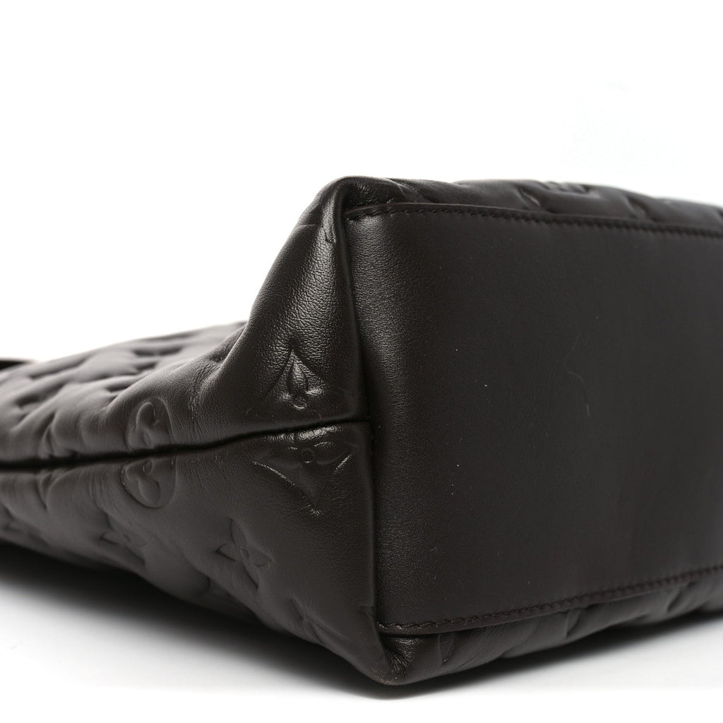 Louis Vuitton Calfskin Embossed Monogram Coussin Hobo MM Chocolate