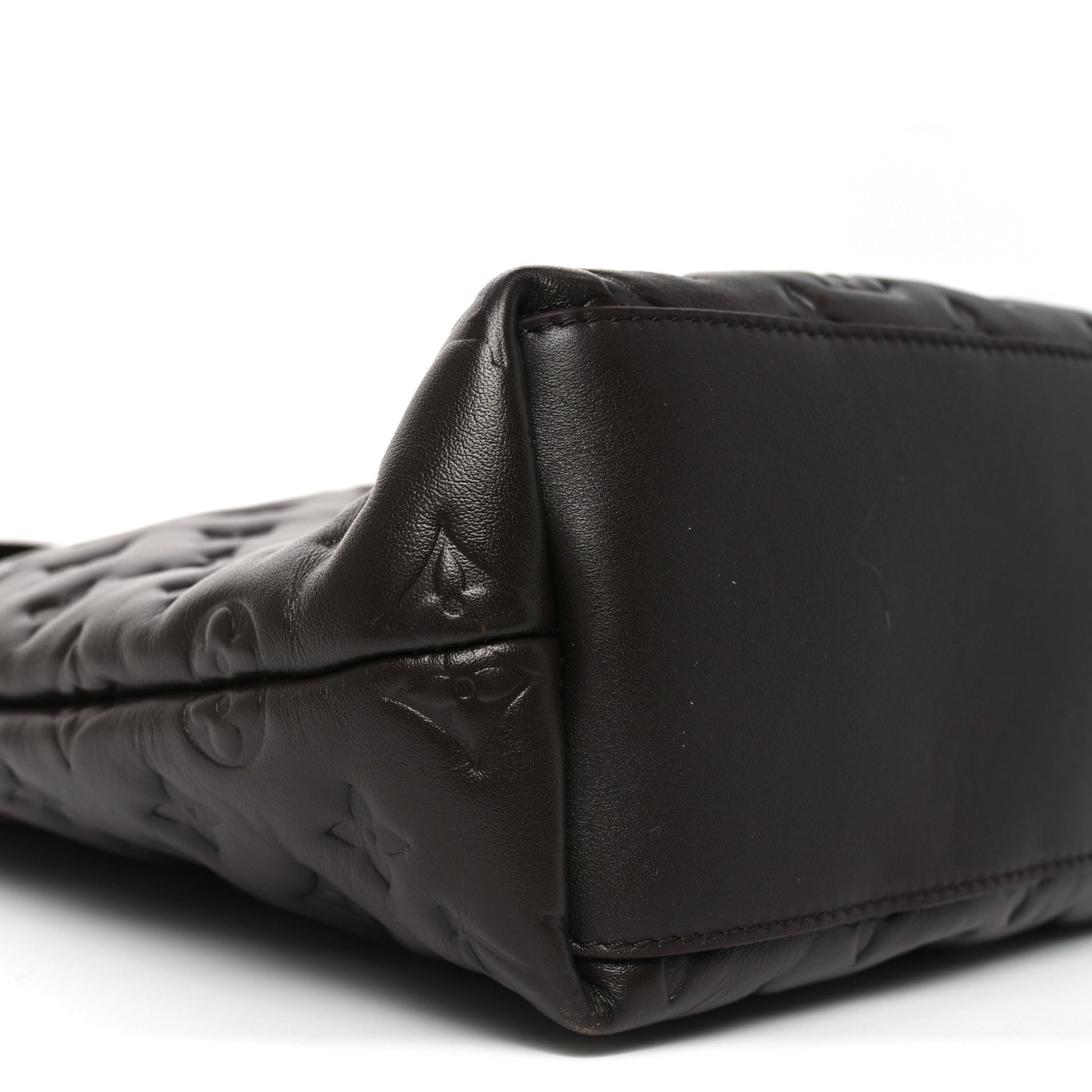 Louis Vuitton Calfskin Embossed Monogram Coussin Hobo MM Chocolate