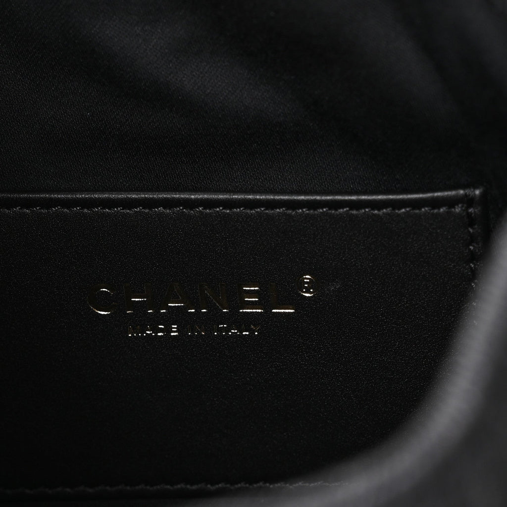 Chanel Washed Denim Quilted Mini Chanel 25 Handbag Black