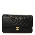 Chanel Lambskin Quilted Medium Double Flap Black
