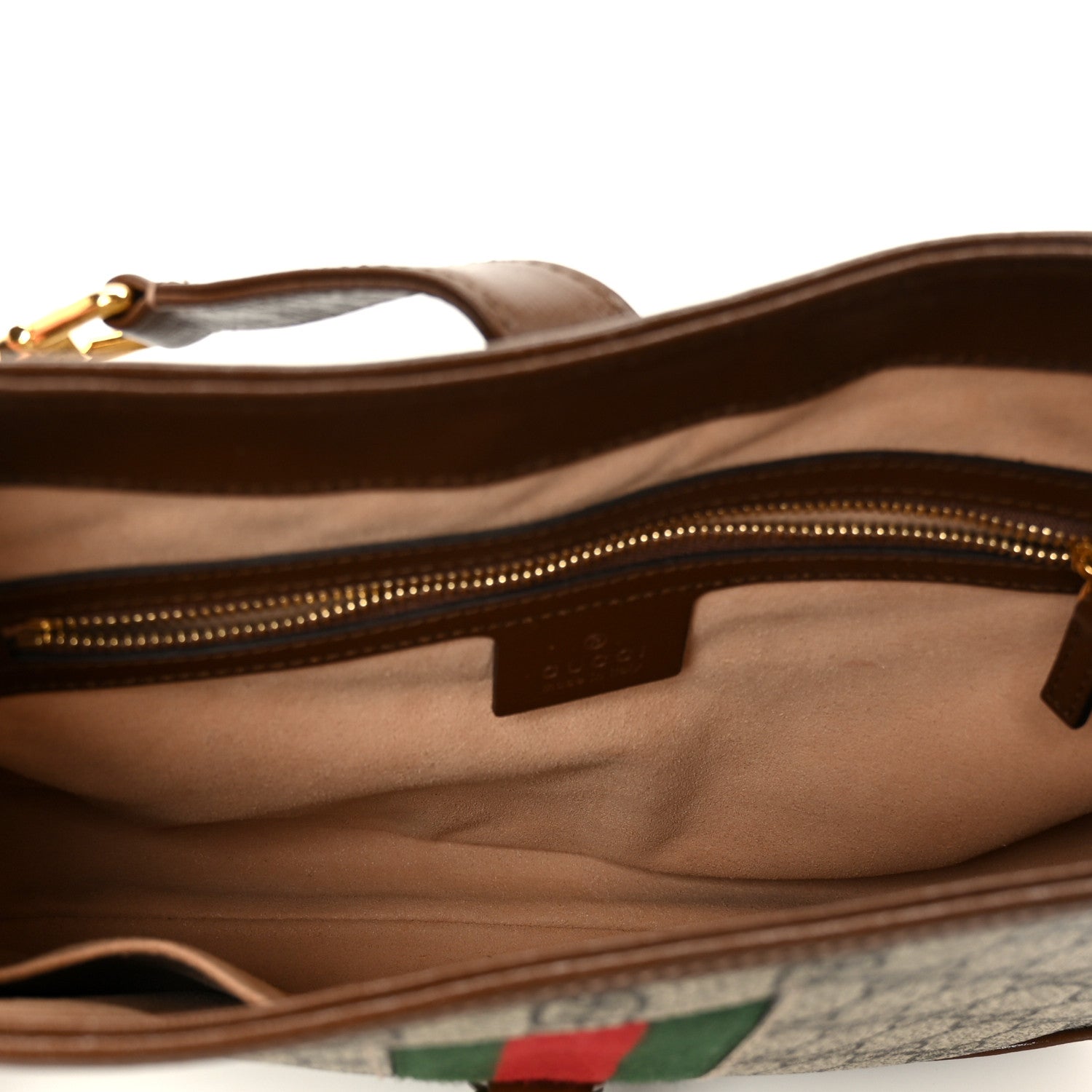 Gucci GG Supreme Monogram Azalea Calfskin Web Small Jackie 1961 Hobo Beige Ebony Brown Sugar