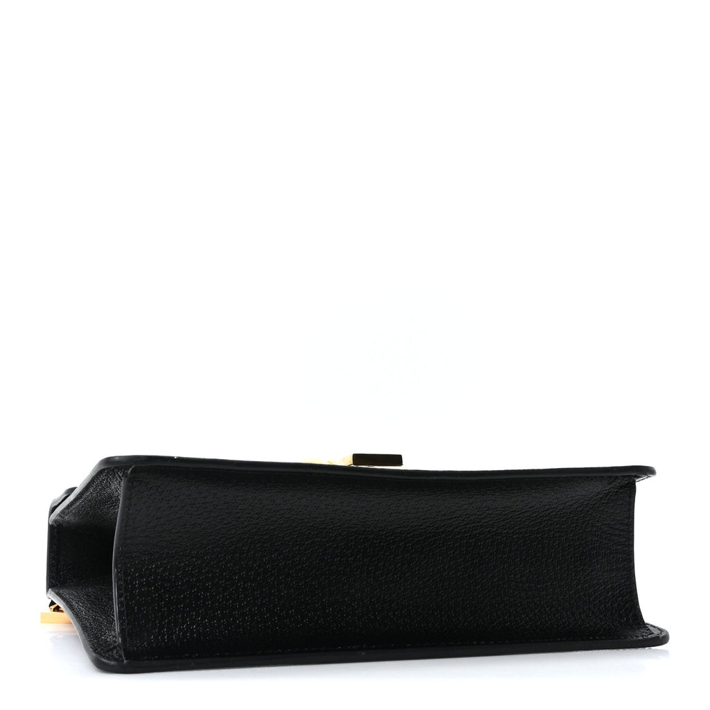 Gucci Textured Calfskin Bee Star Print Small Sylvie Shoulder Bag Black