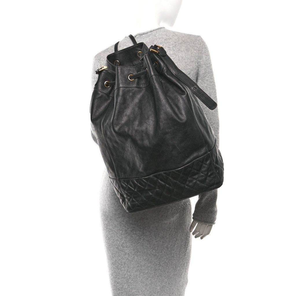 Chanel Caviar Quilted Drawstring Backpack Black