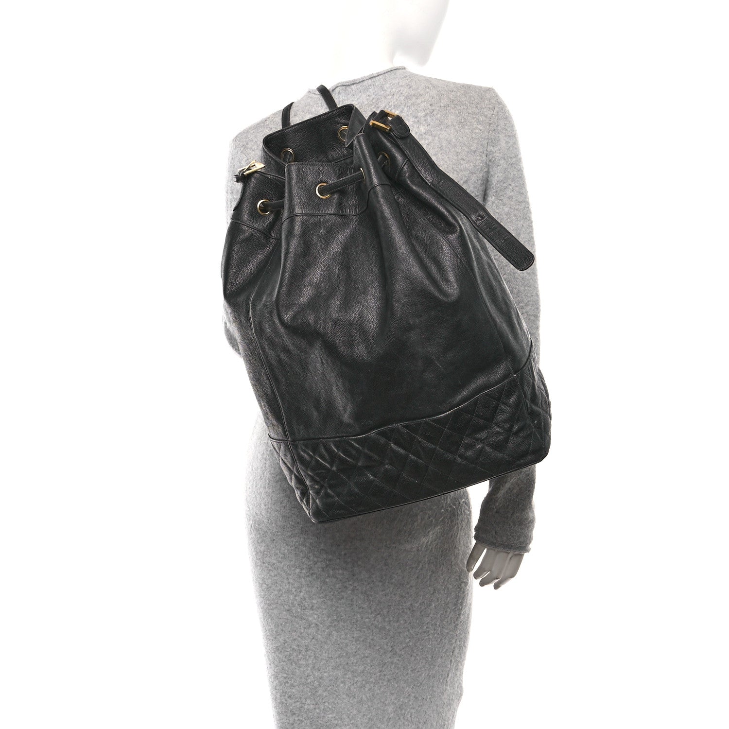 Chanel Caviar Quilted Drawstring Backpack Black