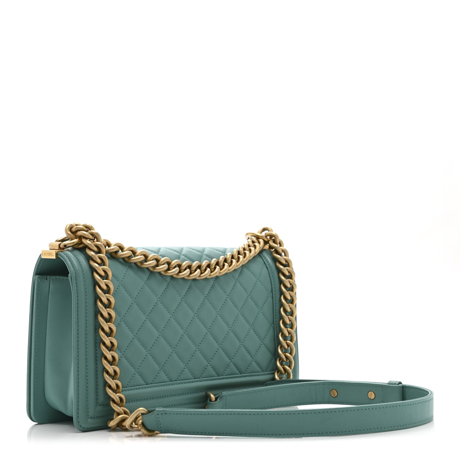 Chanel Lambskin Quilted Medium Boy Flap Green