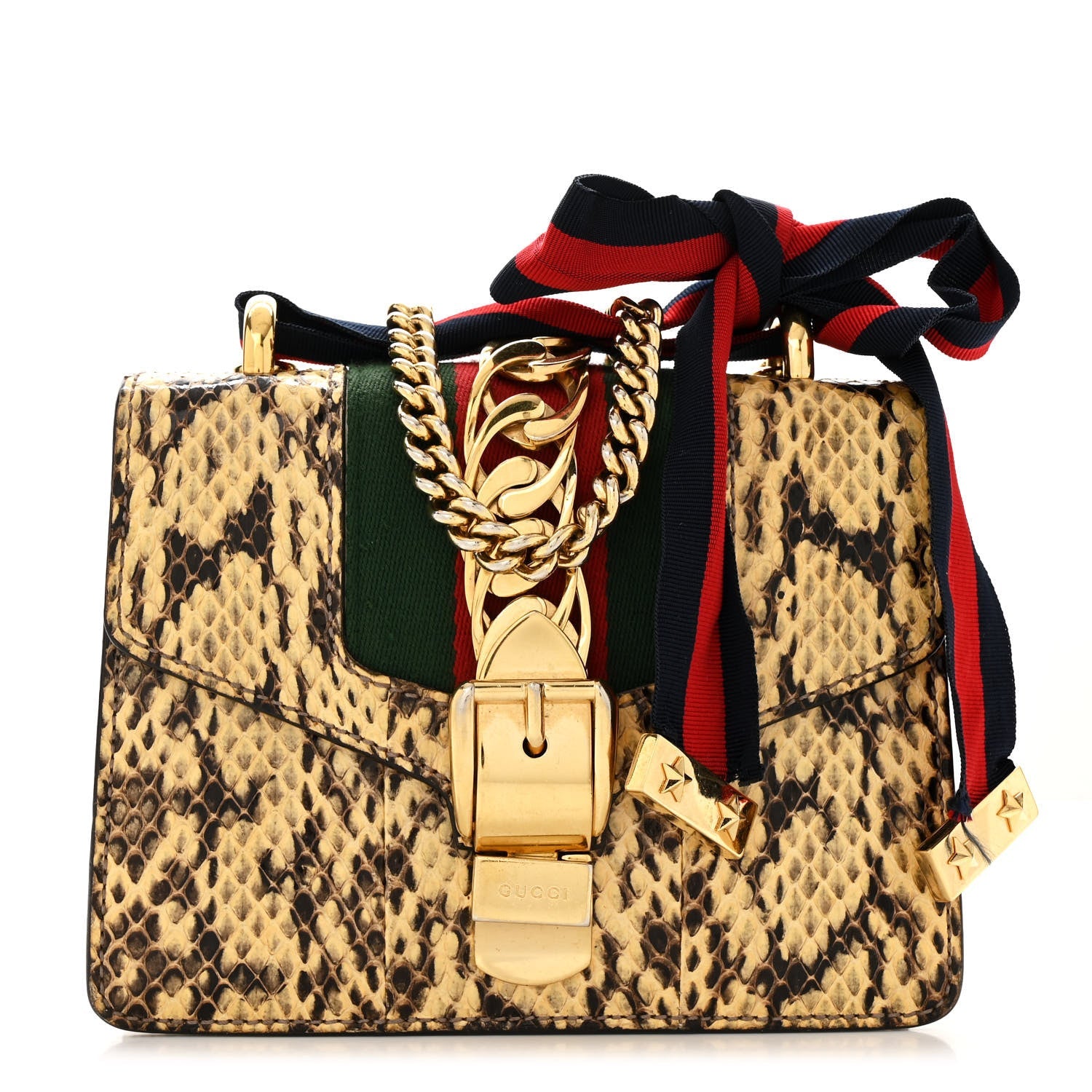 Gucci Snakeskin Mini Sylvie Chain Shoulder Bag Roccia