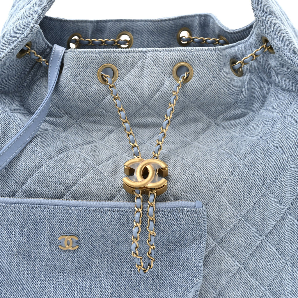 Chanel Washed Denim Quilted Medium Chanel 25 Handbag Blue