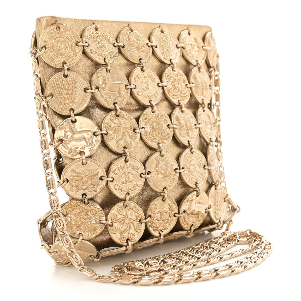 Chanel Metallic Calfskin Medallion Shoulder Bag Gold