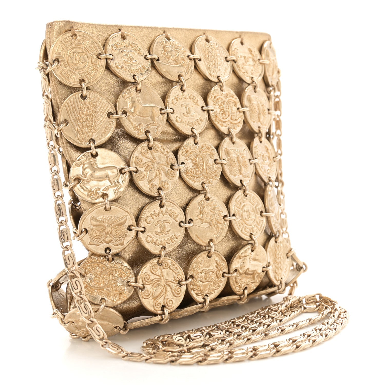 Chanel Metallic Calfskin Medallion Shoulder Bag Gold