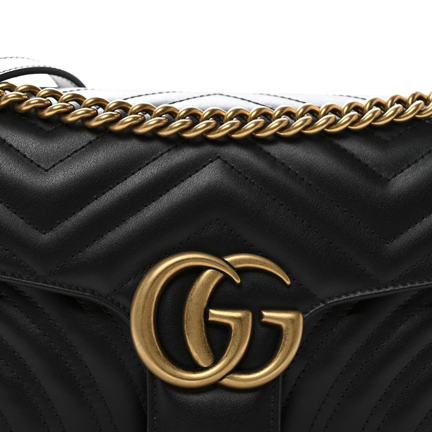 Gucci Calfskin Matelasse Small GG Marmont Shoulder Bag Black