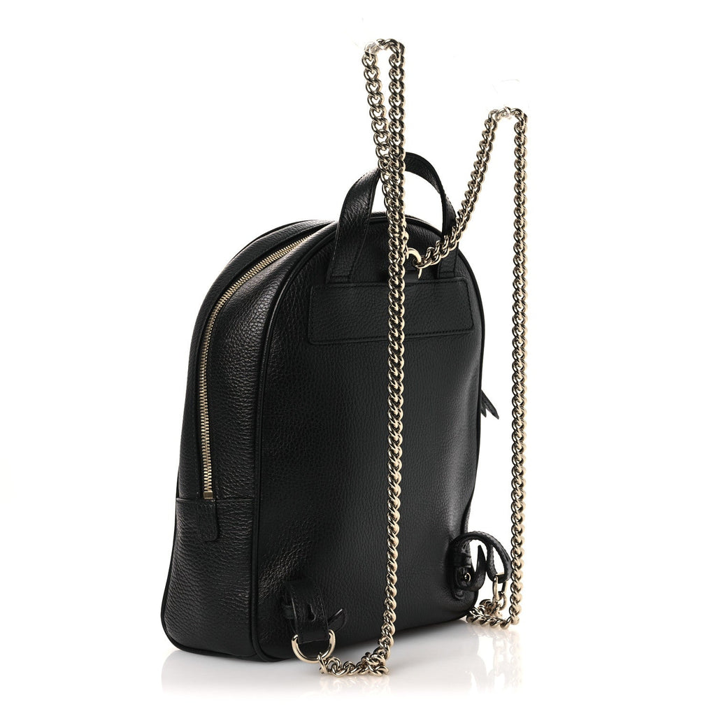 Gucci Pebbled Calfskin Soho Chain Backpack Black