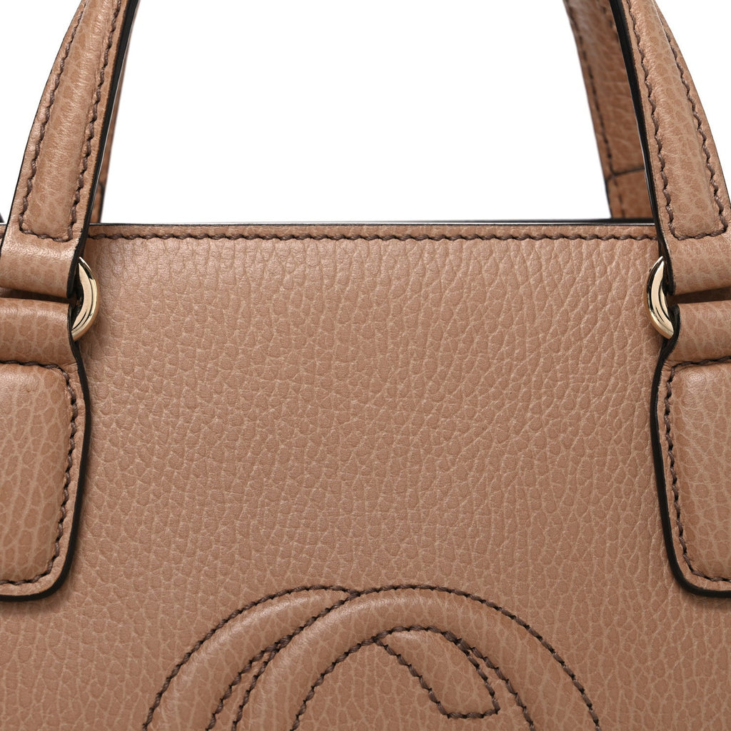 Gucci Dollar Calfskin Medium Soho Top Handle Satchel Camelia