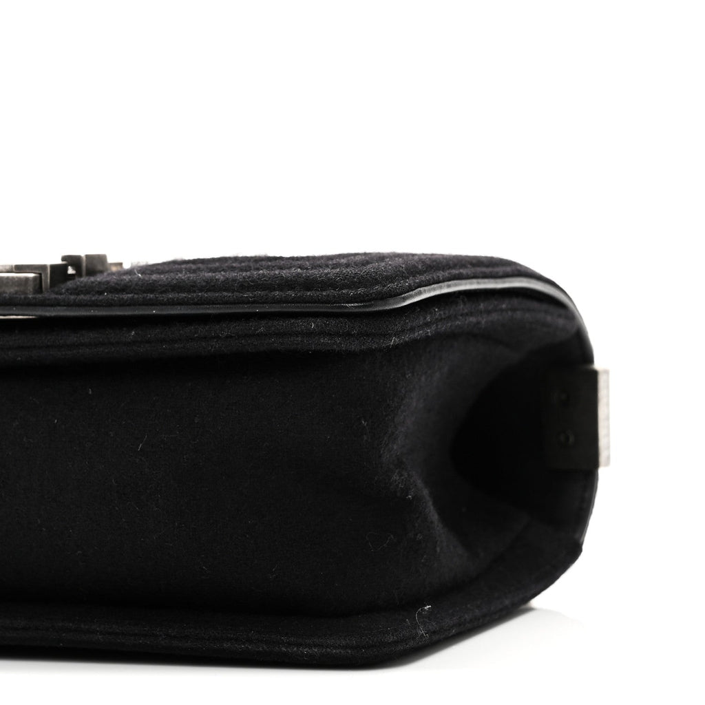 Chanel Wool Felt Embellished Small Boy Flap Black