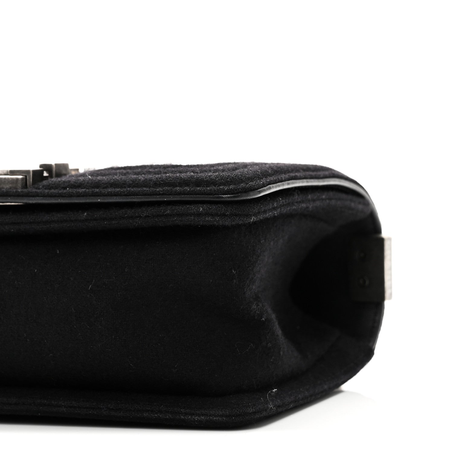 Chanel Wool Felt Embellished Small Boy Flap Black