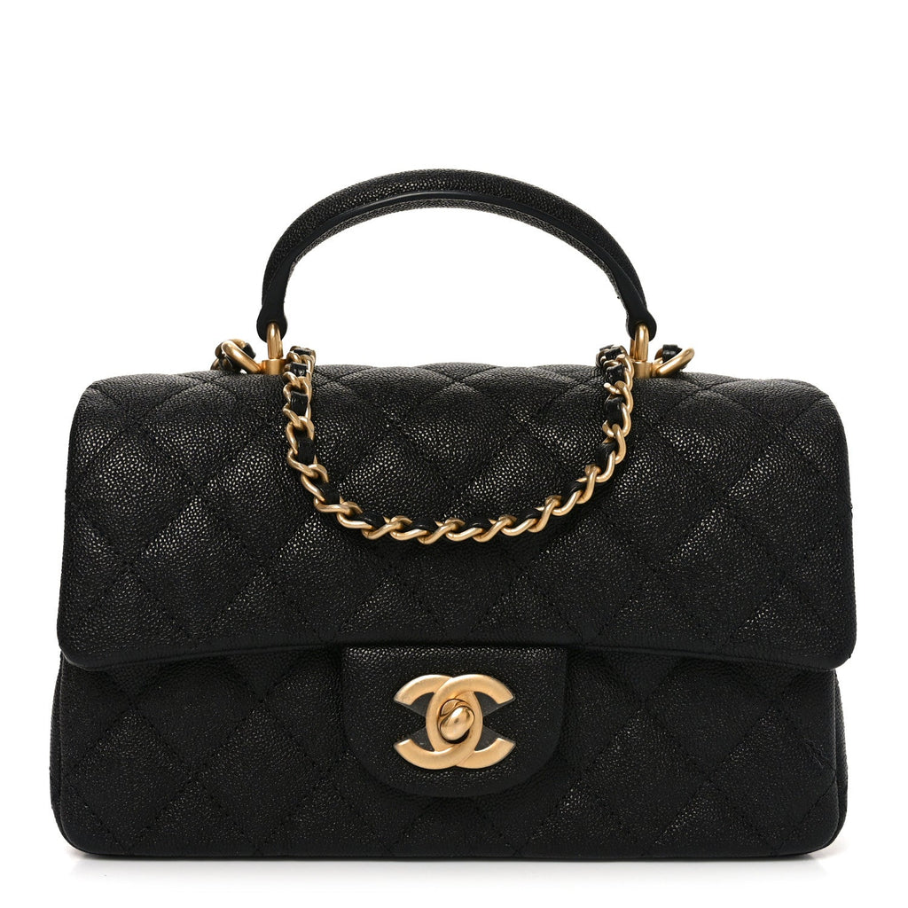 Chanel Caviar Quilted Mini Top Handle Rectangular Flap Black