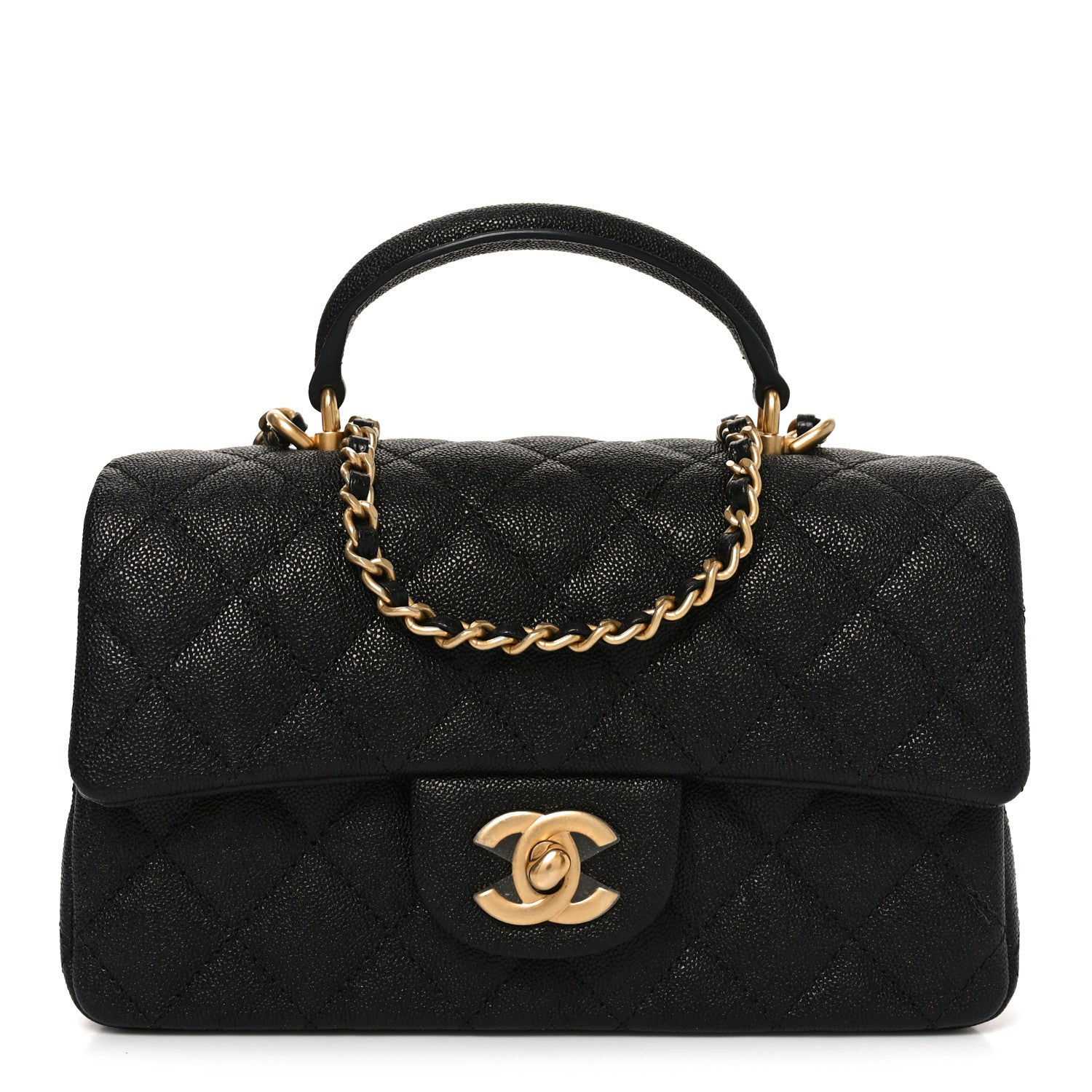 Chanel Caviar Quilted Mini Top Handle Rectangular Flap Black
