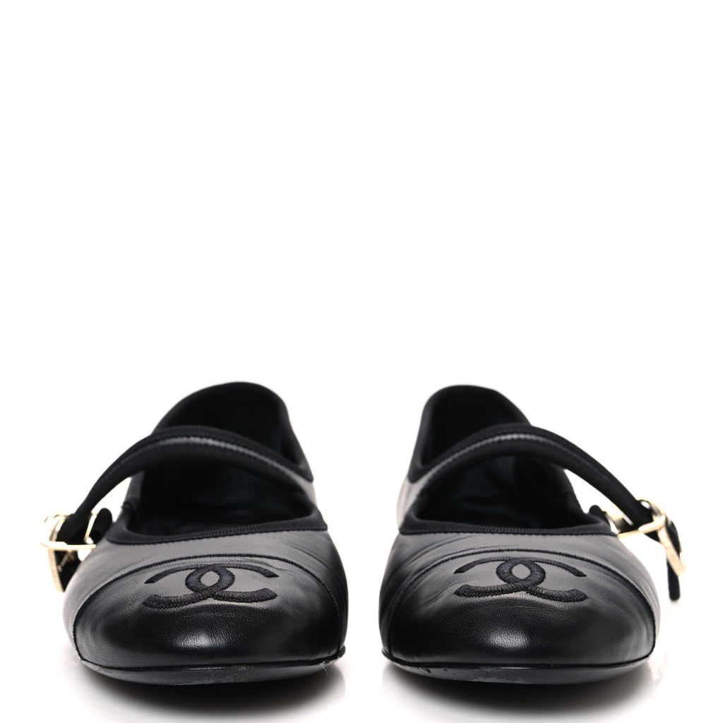 Lambskin Mary Jane Flats 40 Black