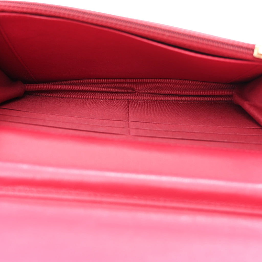 Chanel Sheepskin Chevron Quilted Vintage Mademoiselle Wallet On Chain WOC Dark Pink