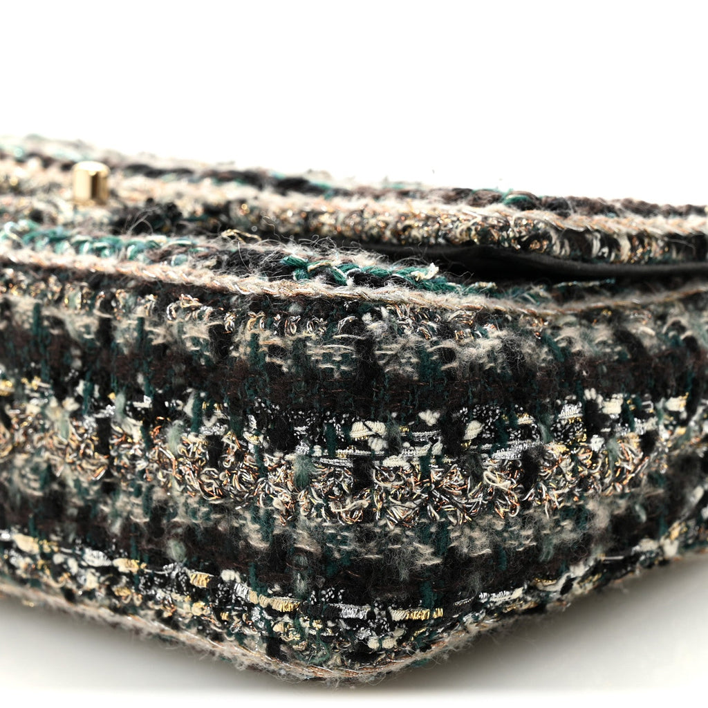 Chanel Tweed Braid Medium Flap Turquoise Multicolor